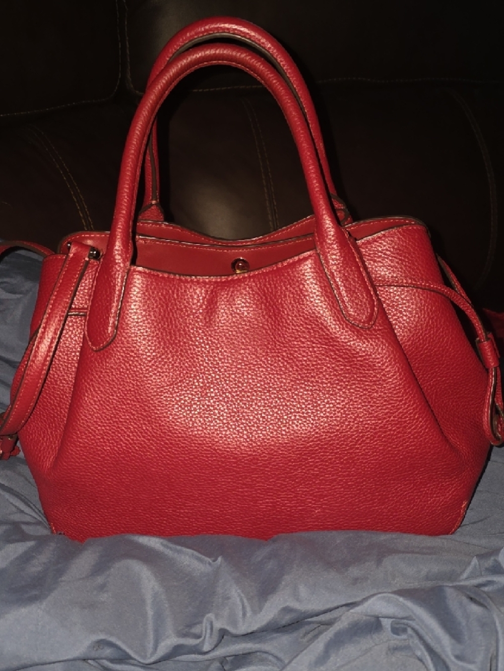 Kate Spade Pebbled Larfe Leather Red Jam Tote with Double Handles - Picture 5 of 9